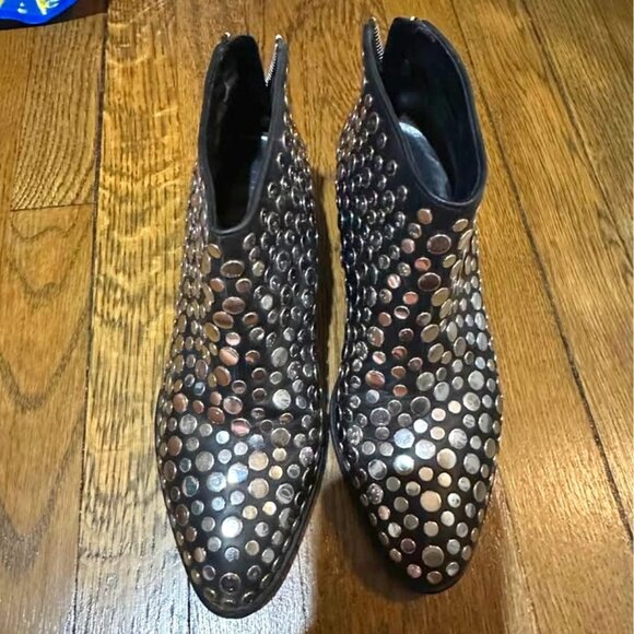 Alexander Wang Black Leather Studded Gabi Ankle Boots Size 37 - Picture 2 of 5